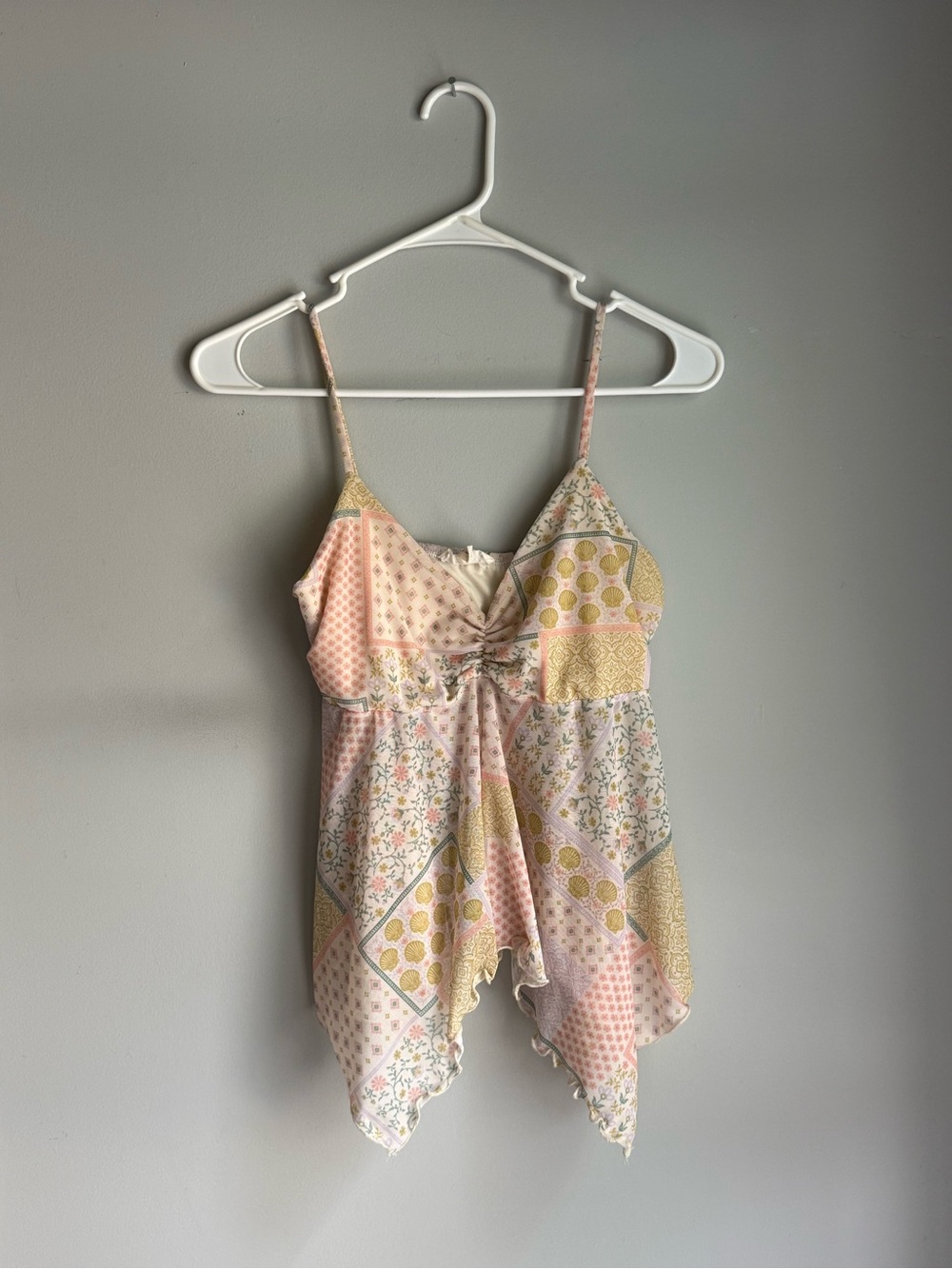 See You Monday Pastel Patchwork Cami - Pink, Yellow & Cream